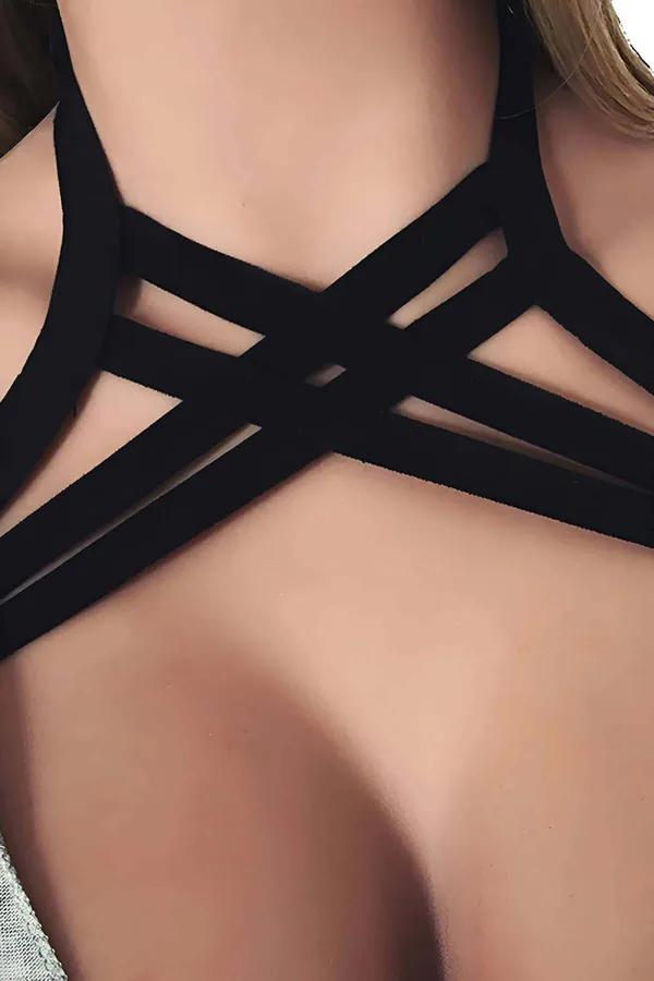 Strappy Lattice Back Harness Bra