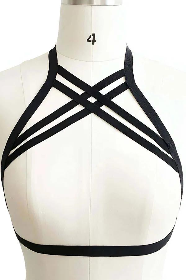 Strappy Lattice Back Harness Bra
