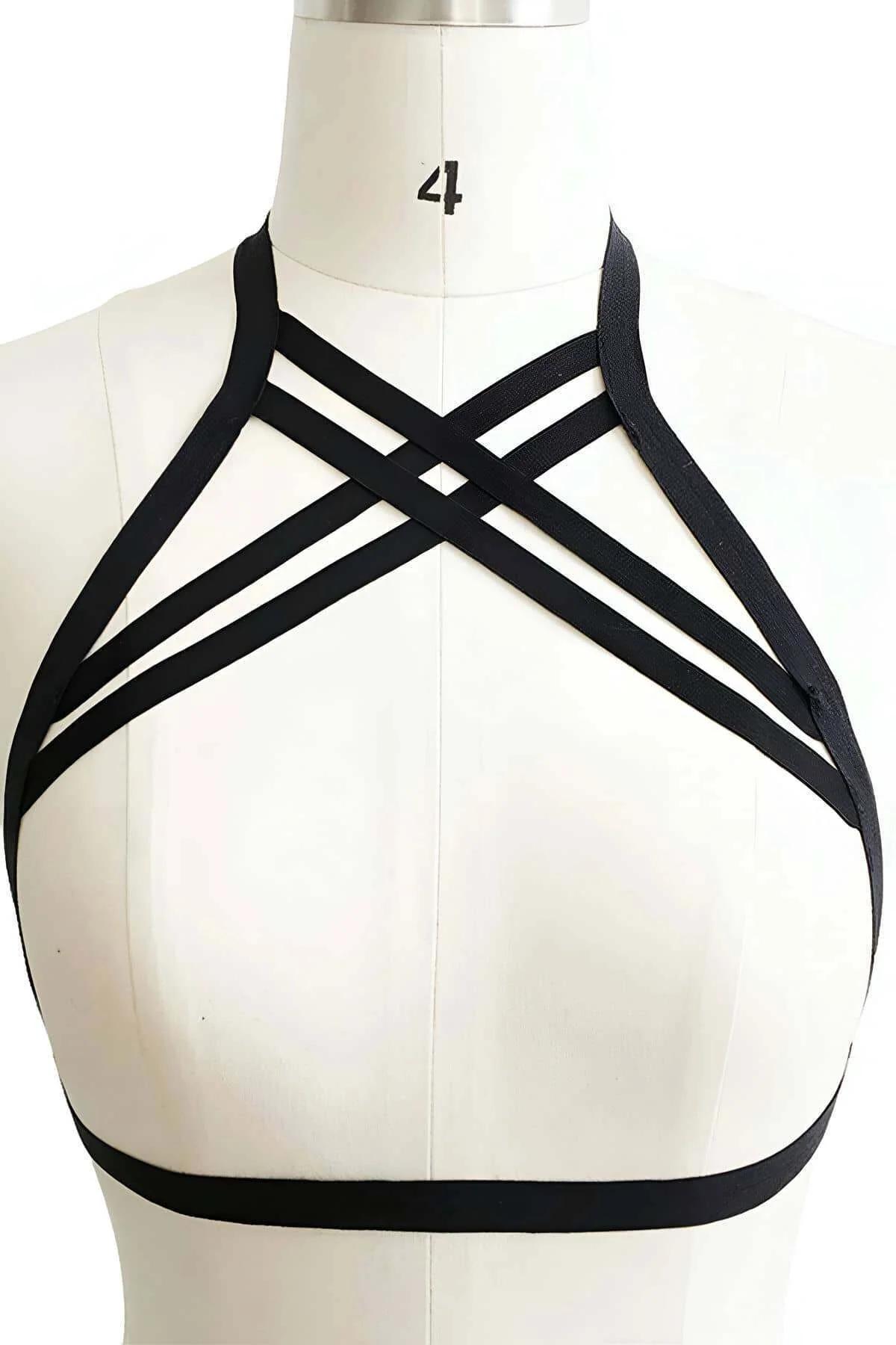 Strappy Lattice Back Harness Bra