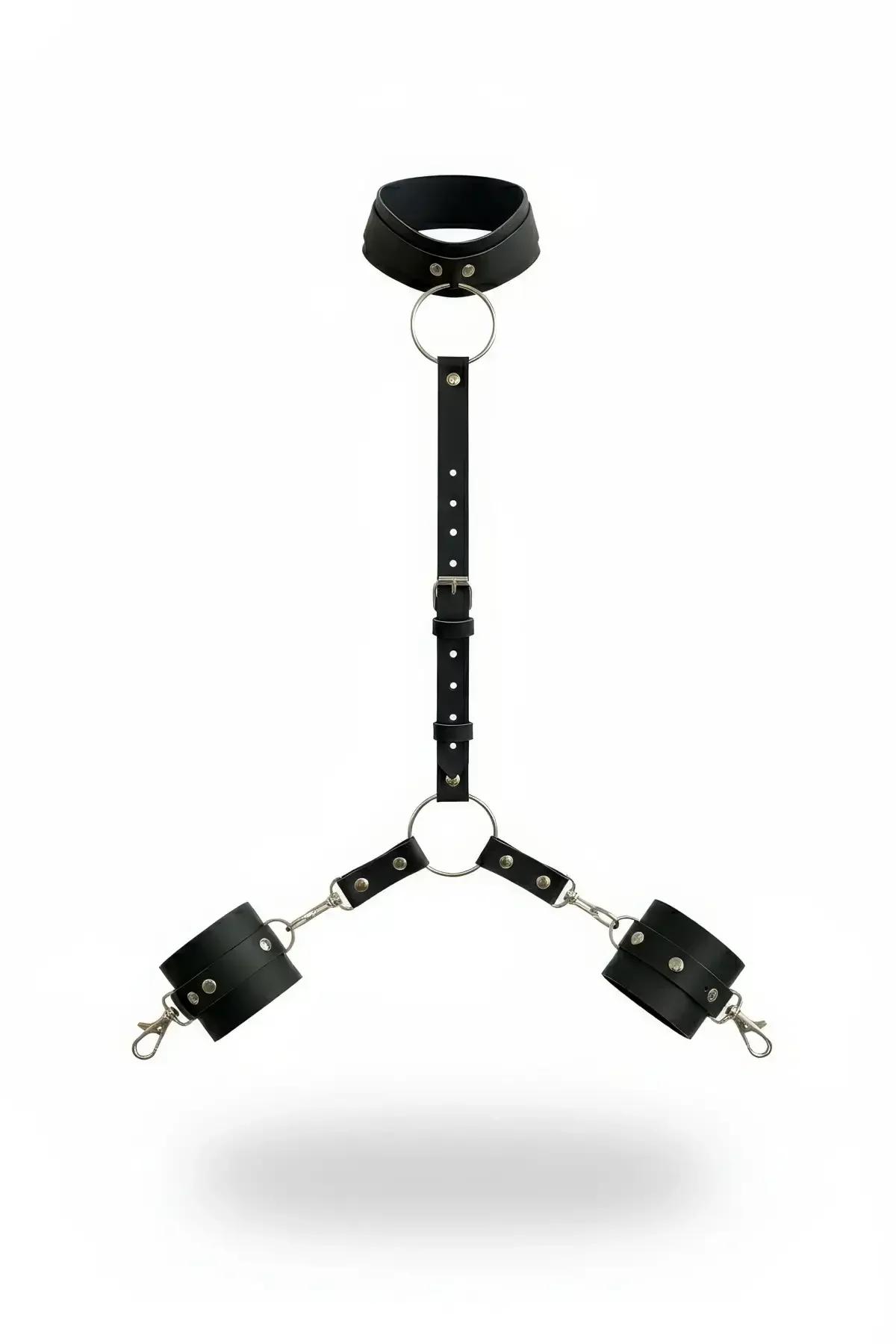 Collar and Wrist Cuffs Body Harness Set