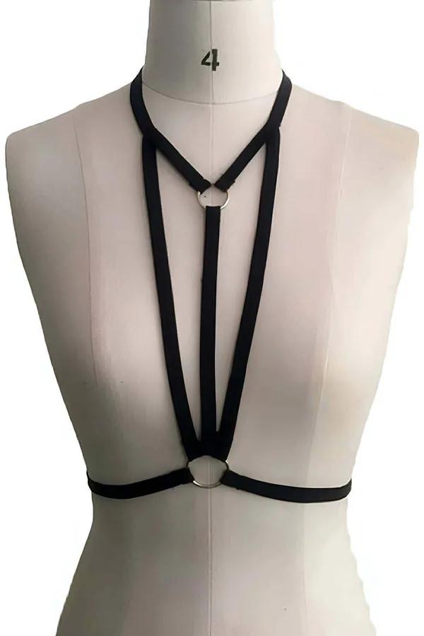 Strappy O-Ring Chest Harness Black