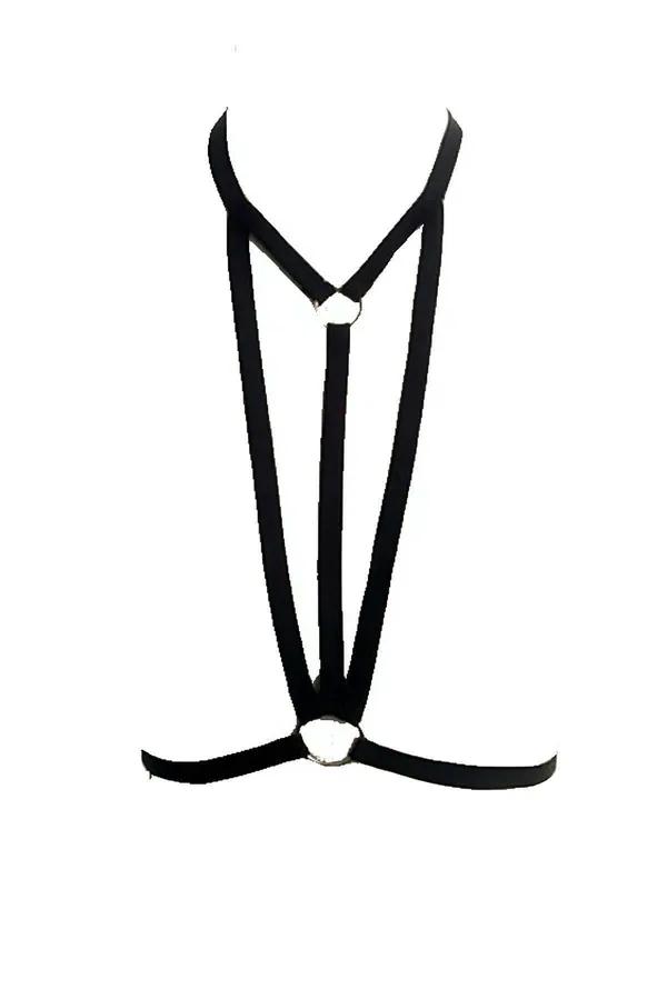 Strappy O-Ring Chest Harness Black