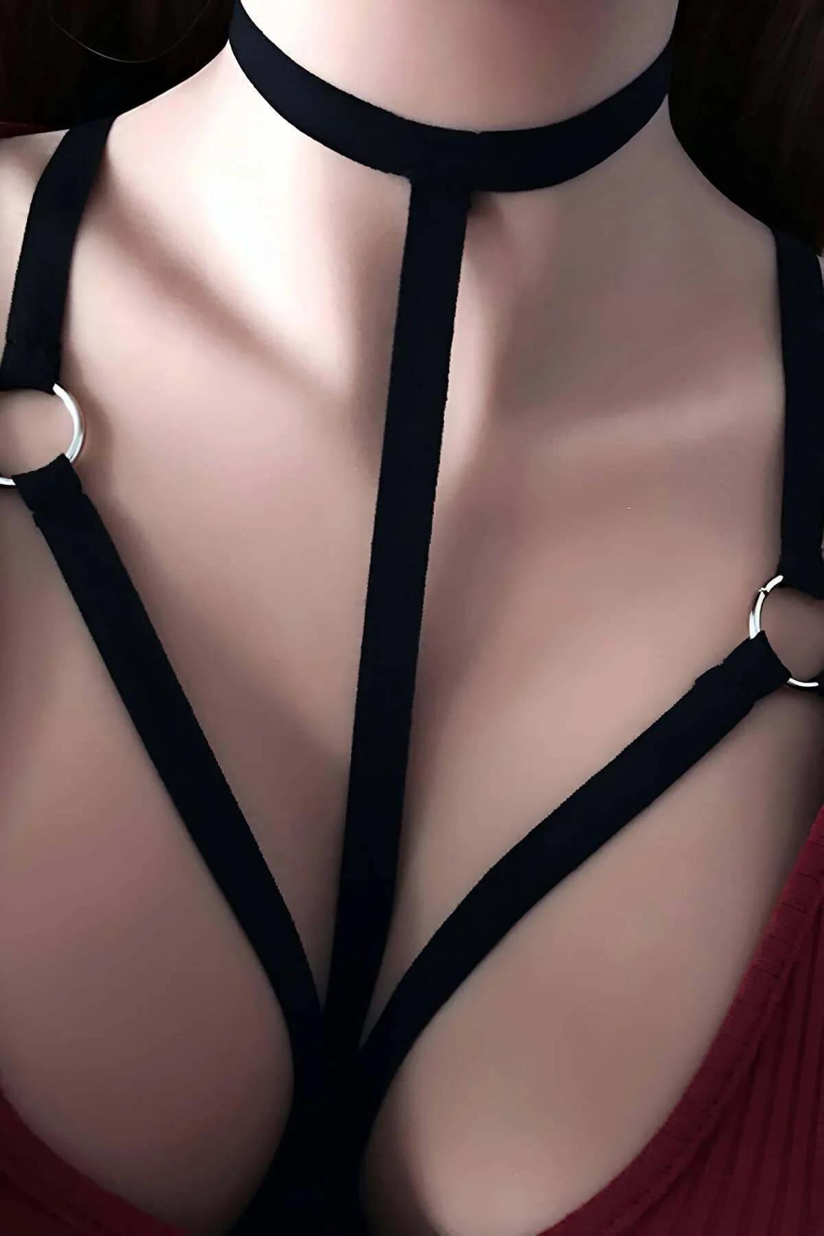 Strappy Black Harness with Choker Neck