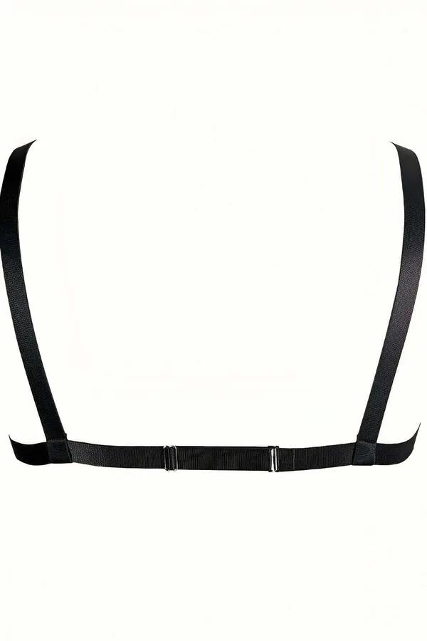 Chest Harness with Layered Silver Chains
