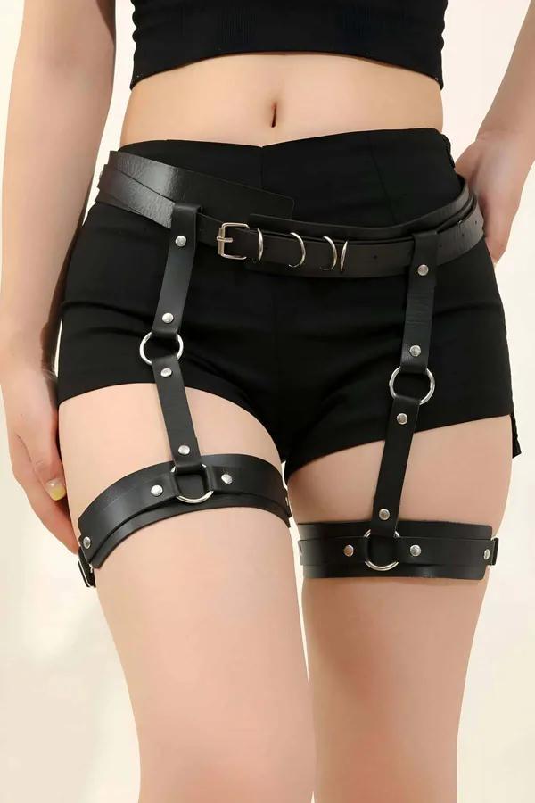 Adjustable Faux Leather Garter Harness Belt