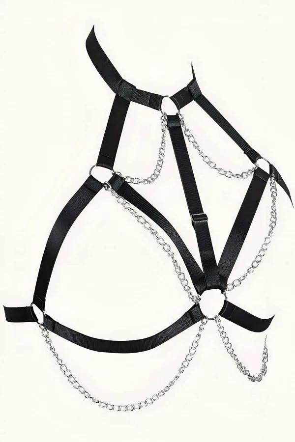 Full Body Harness with Detachable Chain Accents