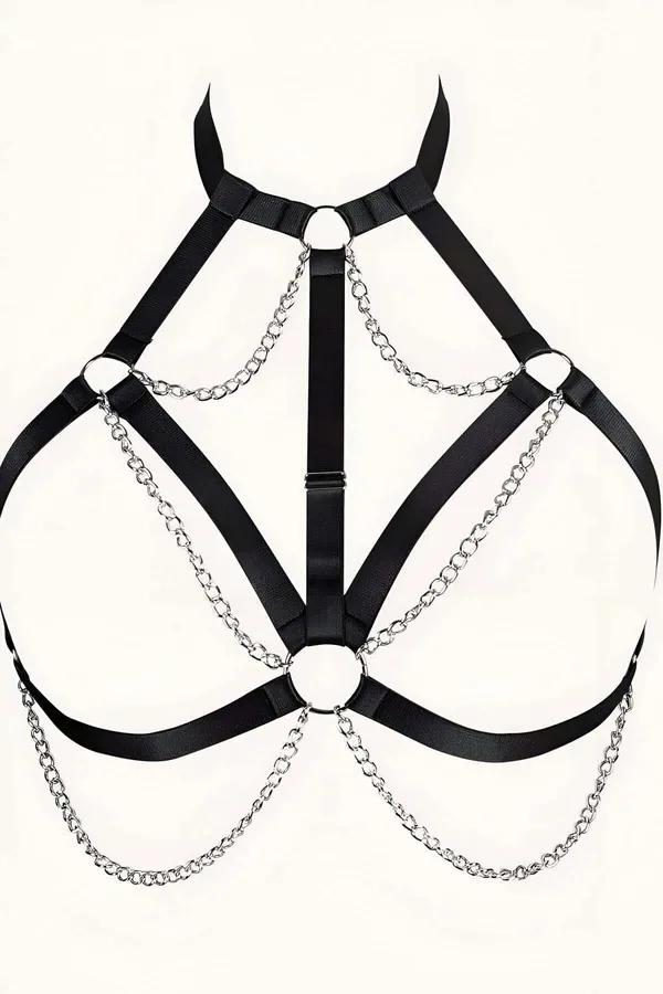 Full Body Harness with Detachable Chain Accents