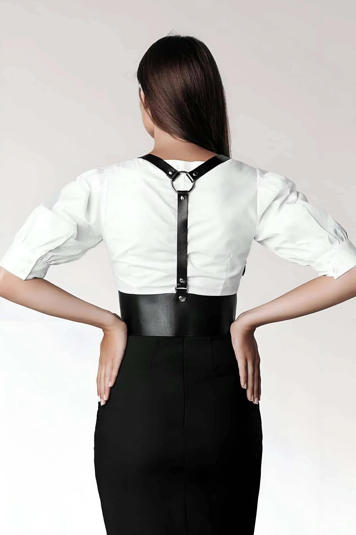Lace-Up Waist Corset Harness with Adjustable Shoulder Straps