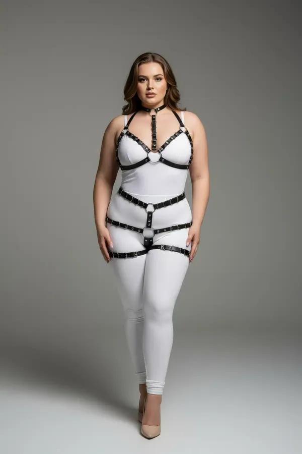 Full Body Harness with Strappy Leg Garters & Choker