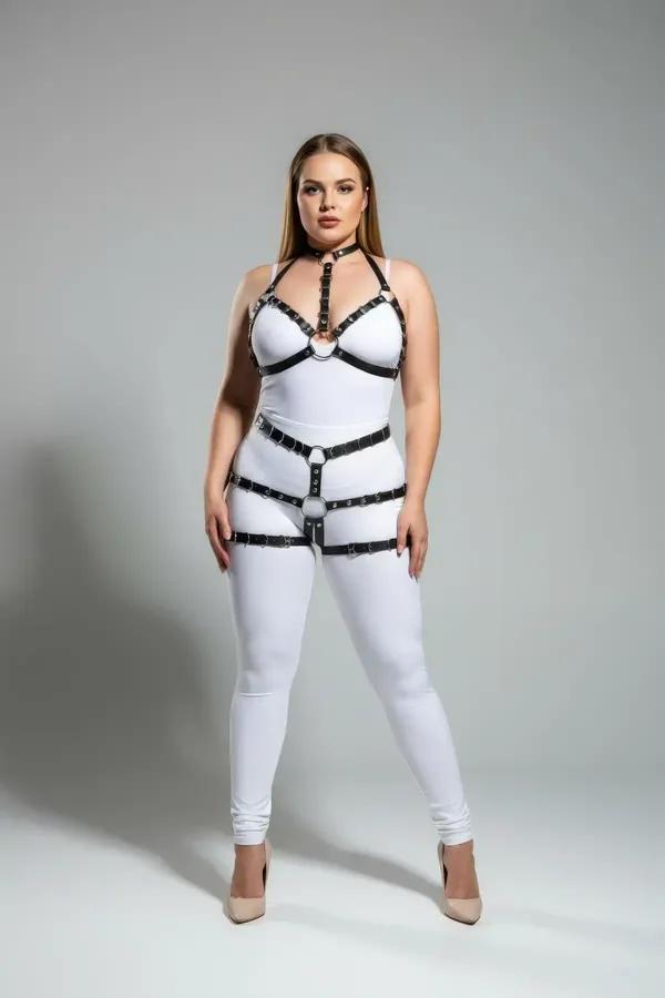 Full Body Harness with Strappy Leg Garters & Choker