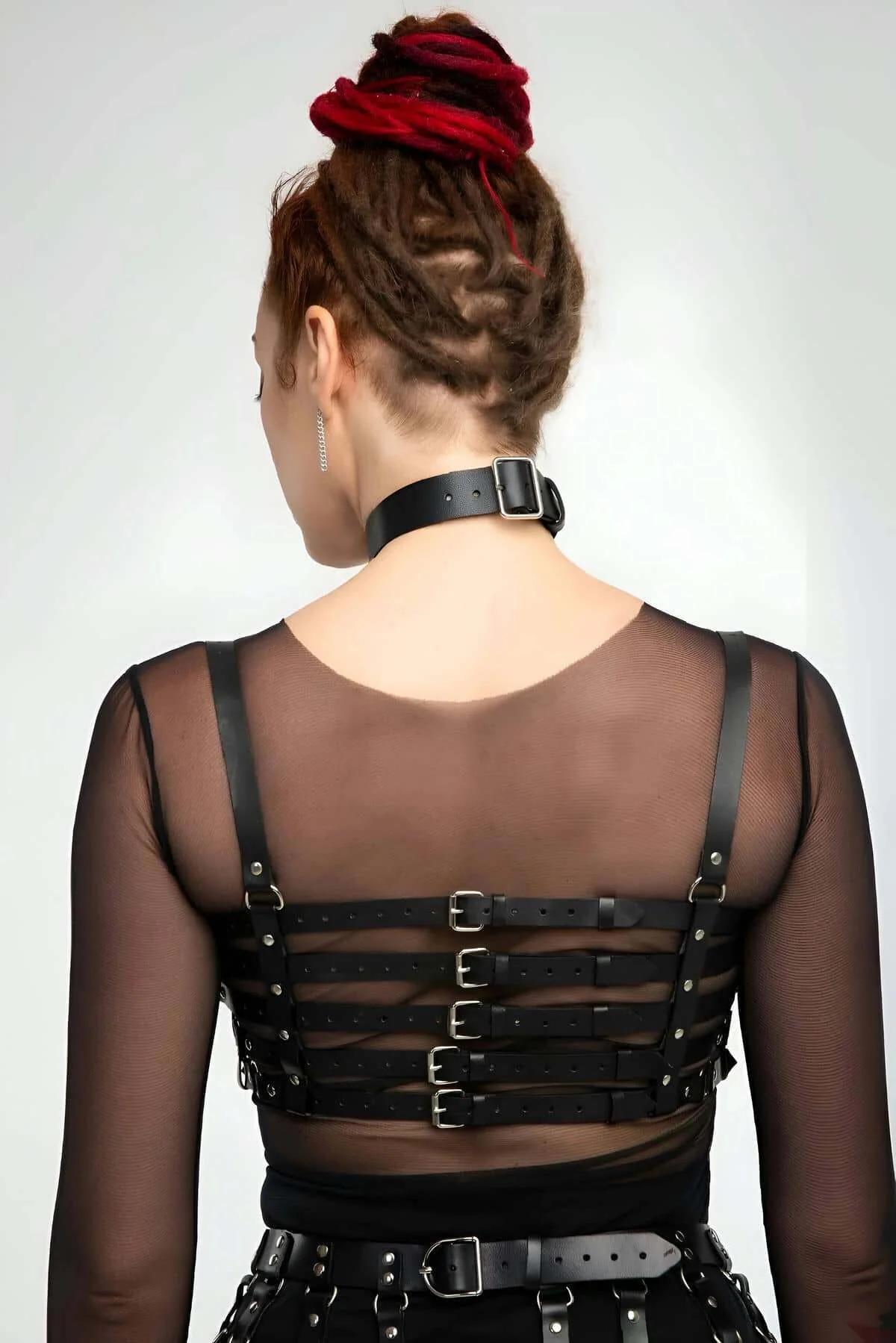 Full Body Harness with O-Ring Layered Skirt and Choker
