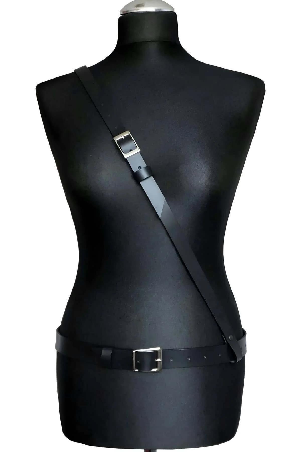 Minimalist Black Faux Leather Body Harness