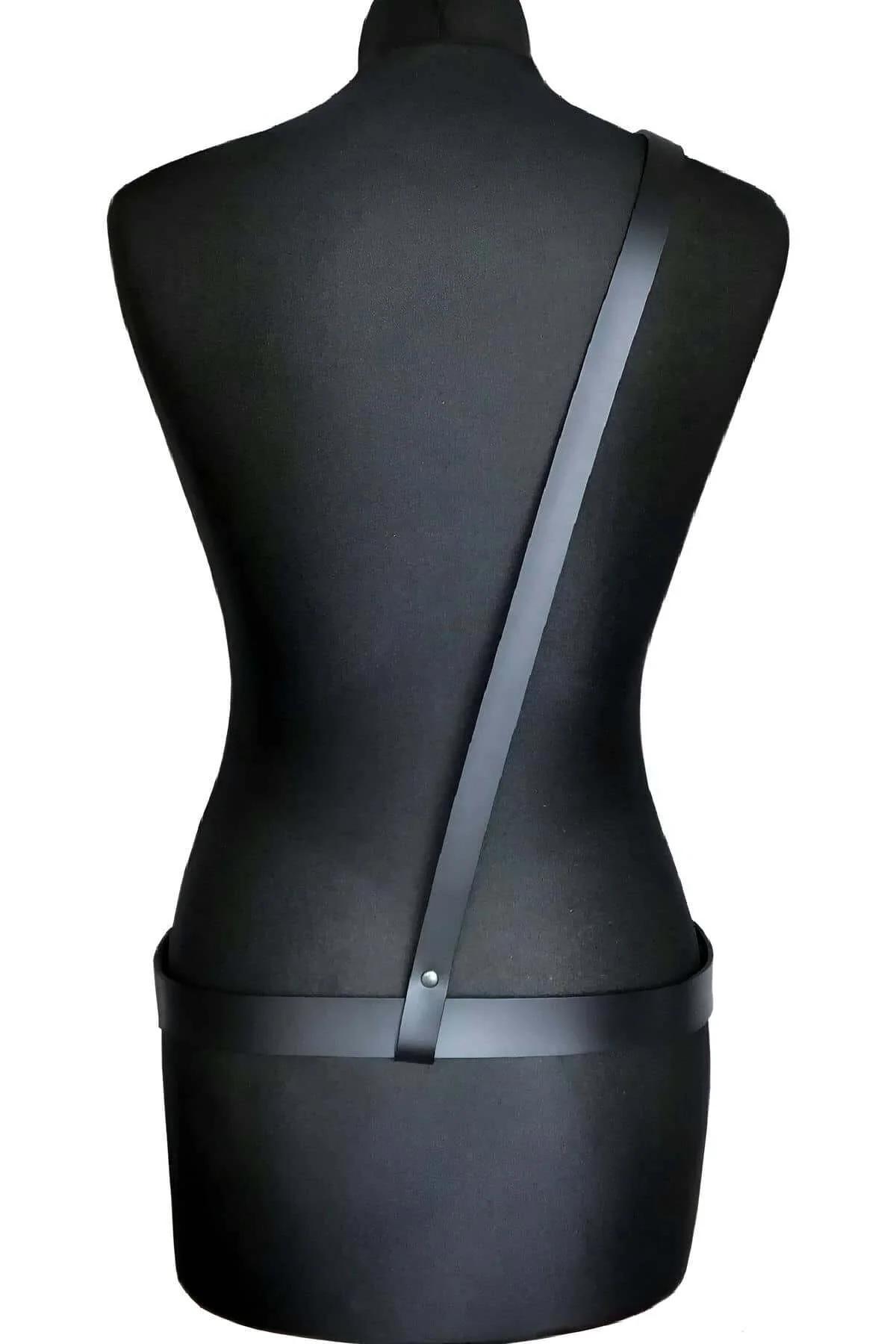 Minimalist Black Faux Leather Body Harness