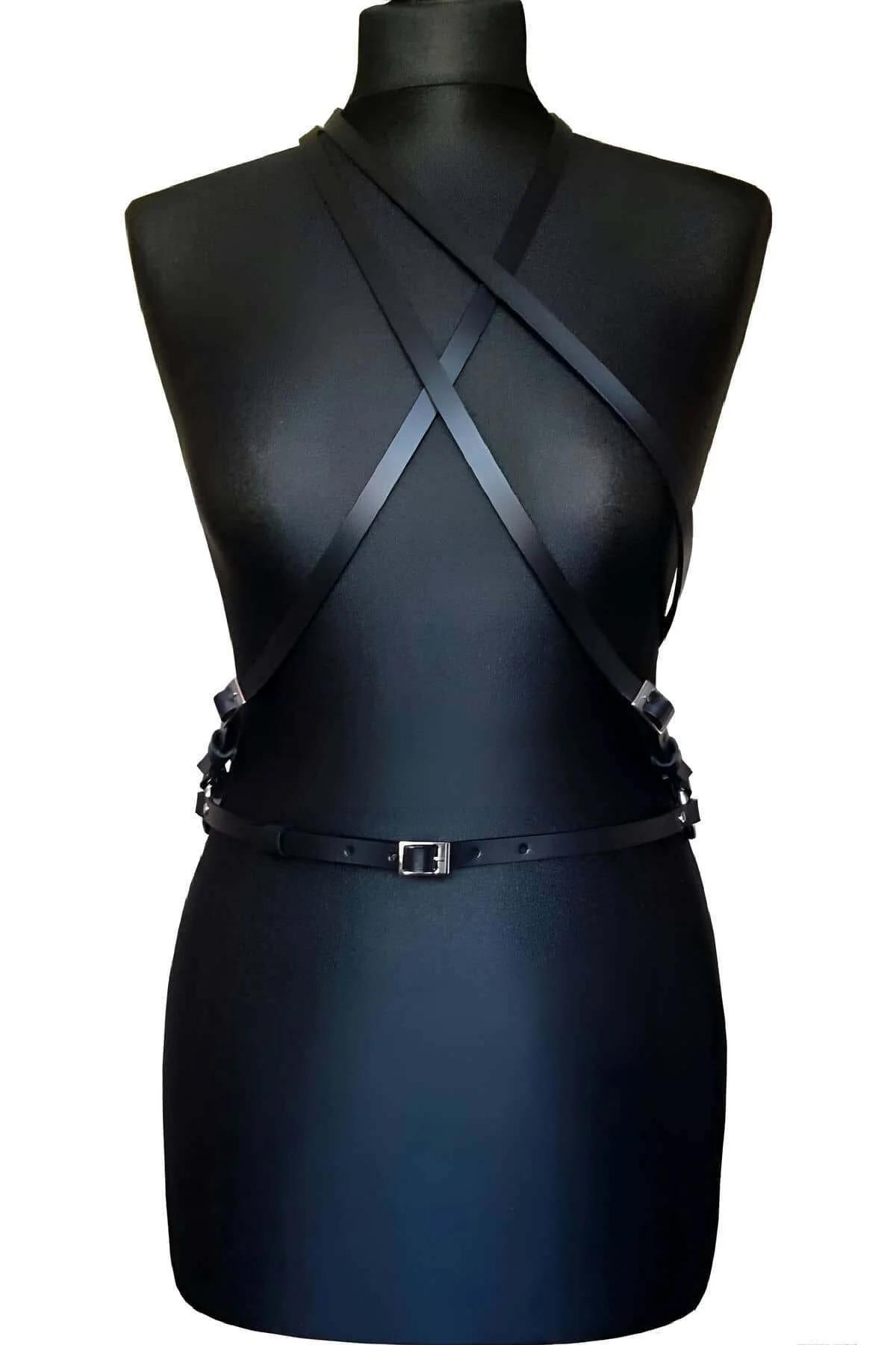 Chest Harness with Intersecting Straps and Adjustable Waist Belt