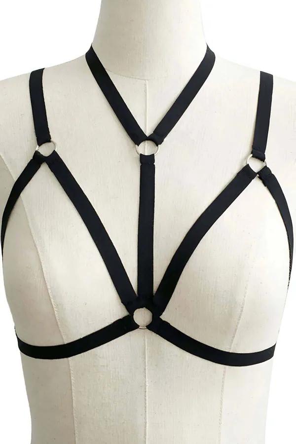 Strappy Chest Harness with Dual O-Ring Accents