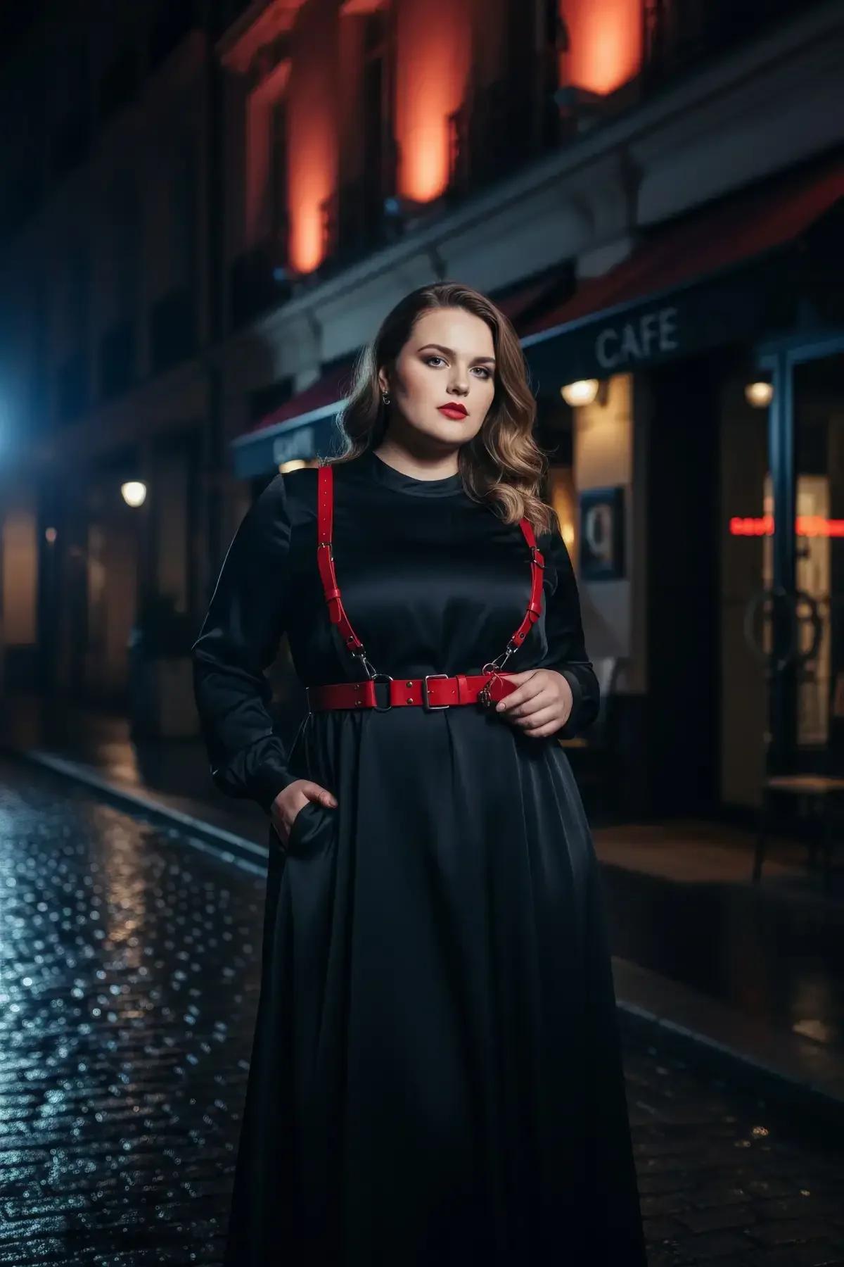 Red Faux Leather Suspender Waist Harness Belt
