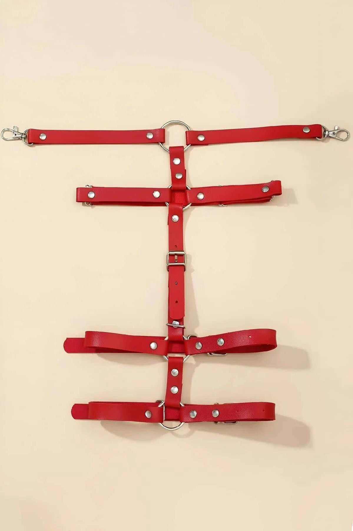 Red Faux Leather Thigh Garter Harness