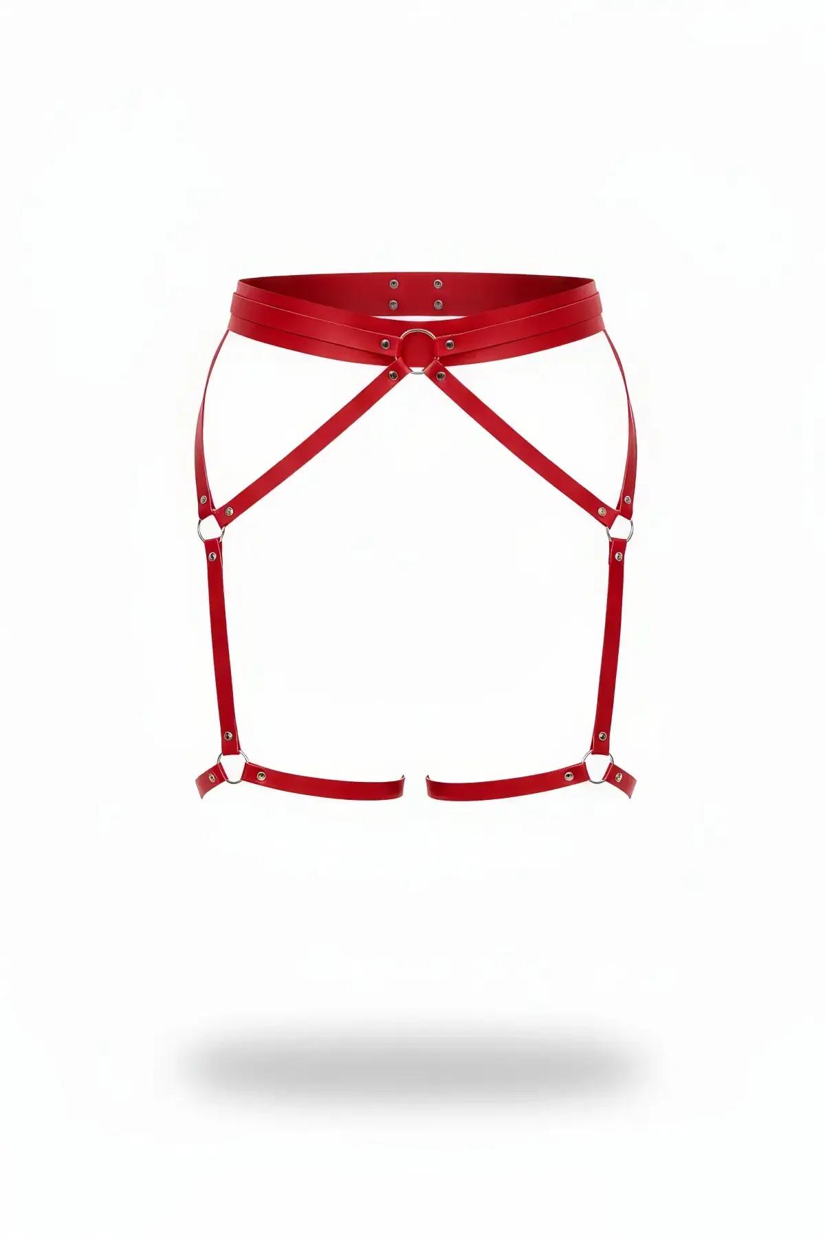 Red Garter Harness with Ring Detail