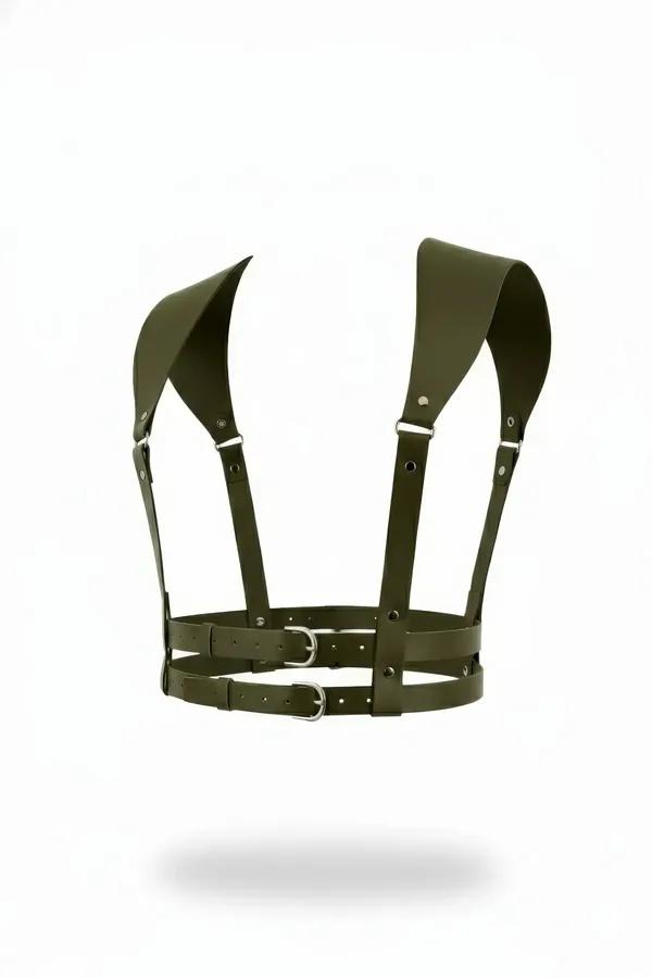 Wide Shoulder Faux Leather Body Harness