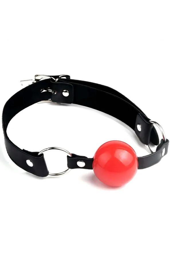 Adjustable Vegan Leather Ball Gag with Red Ball