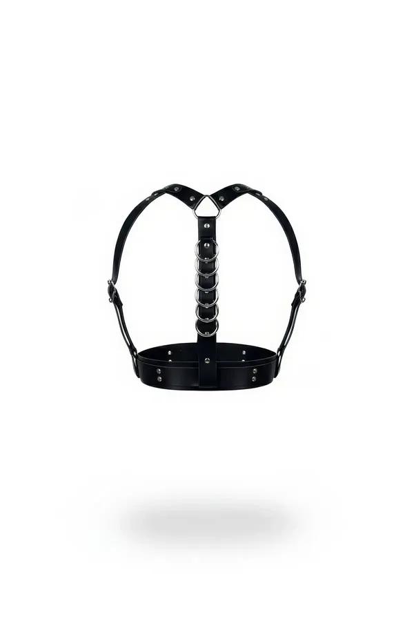 Multi O-Ring Chest Harness in Faux Leather