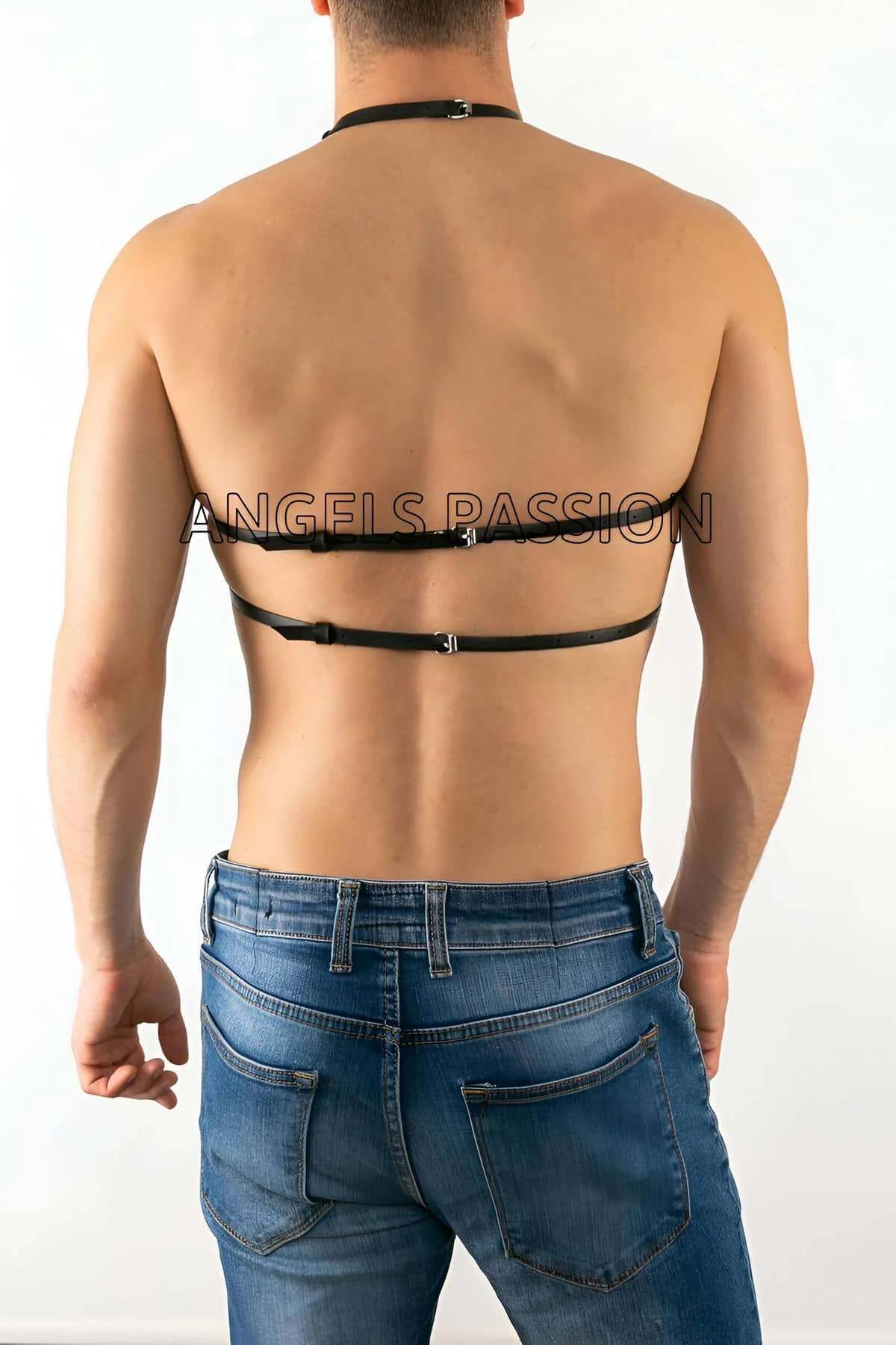 Geometric Chest Harness Adjustable Faux Leather Straps