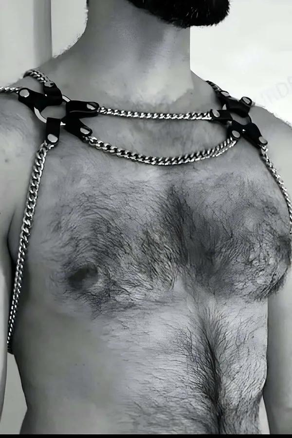 Chained Shoulder Harness with Adjustable Faux Leather Straps