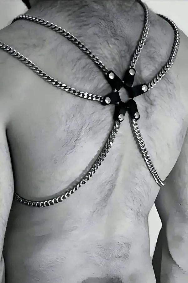 Chained Shoulder Harness with Adjustable Faux Leather Straps