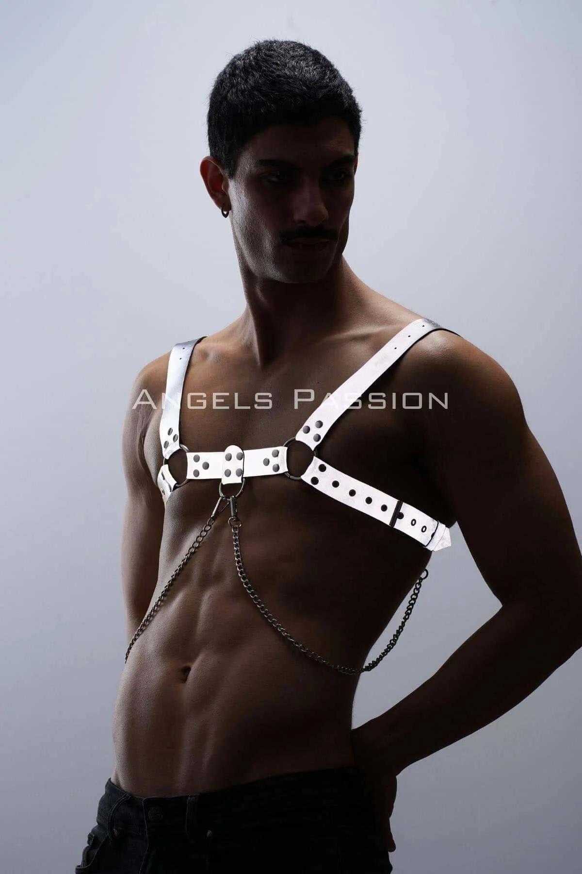 Reflective Chest Harness with Chain Detail