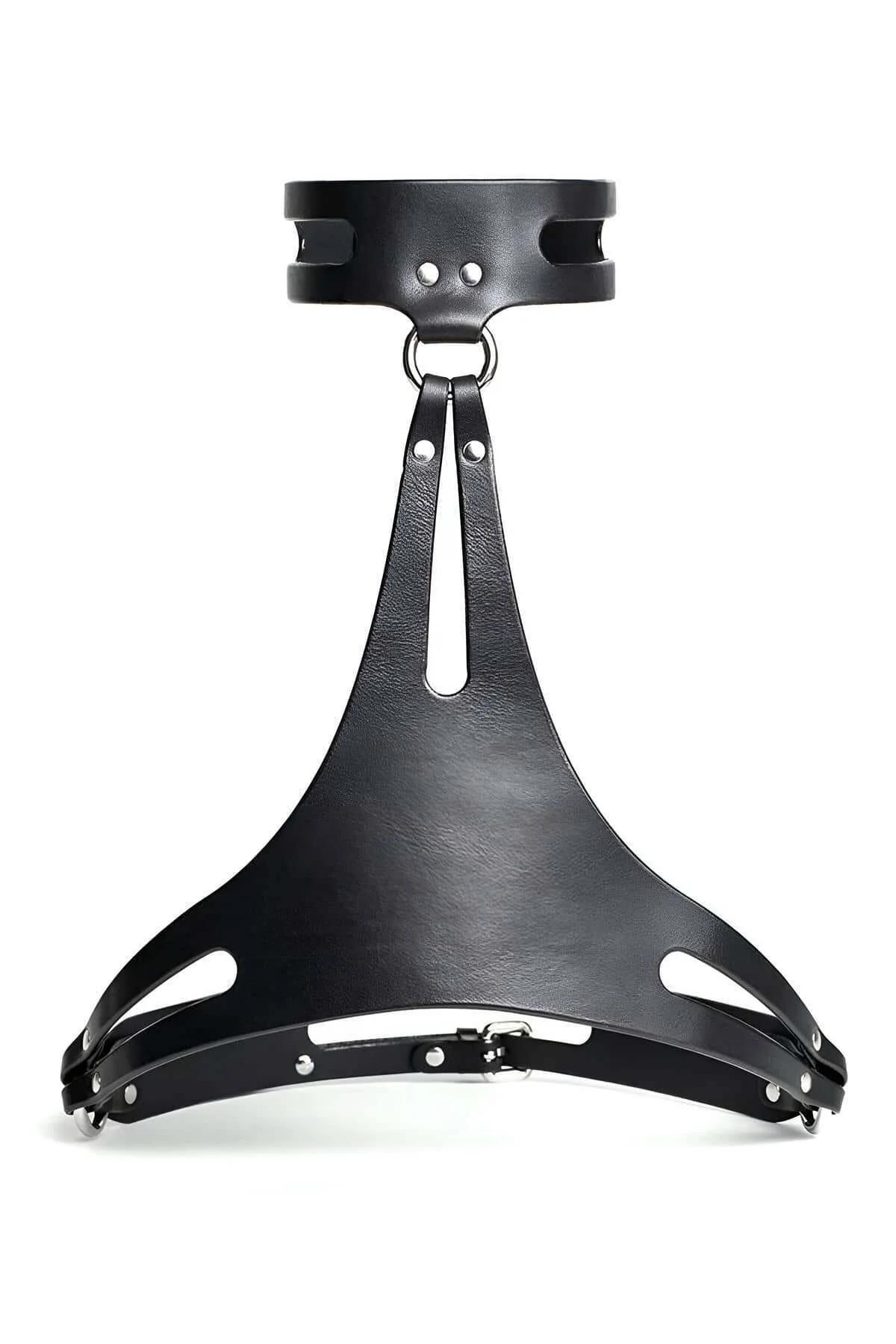 Faux Leather Chest Harness with Cut-Out Choker