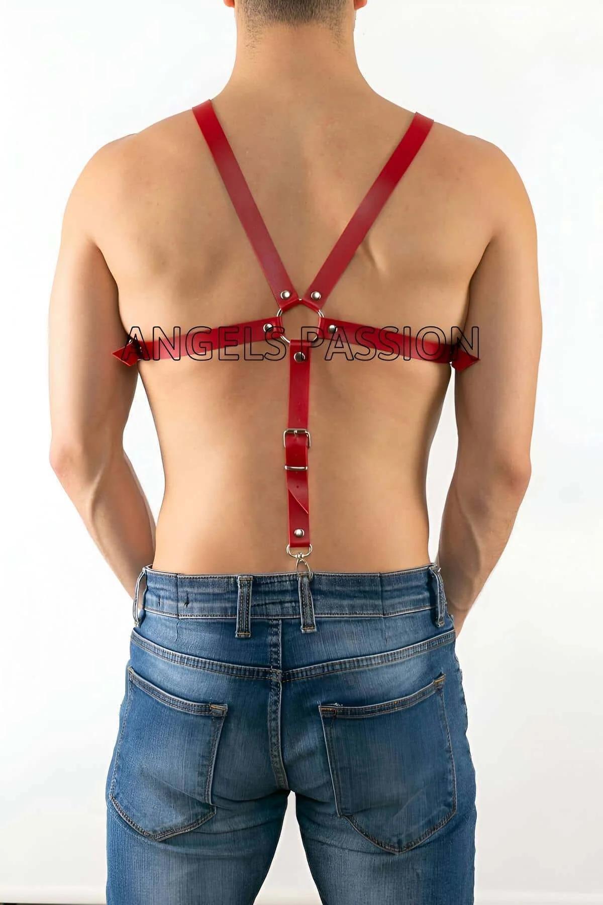 Red Y-Back Chest Harness with Adjustable Waist Strap