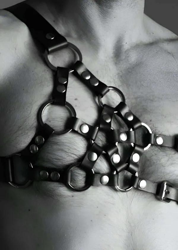 Full Chest Harness with O-Ring Details and Studs