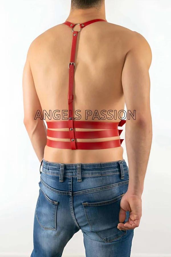 Red Strappy Faux Leather Chest Harness