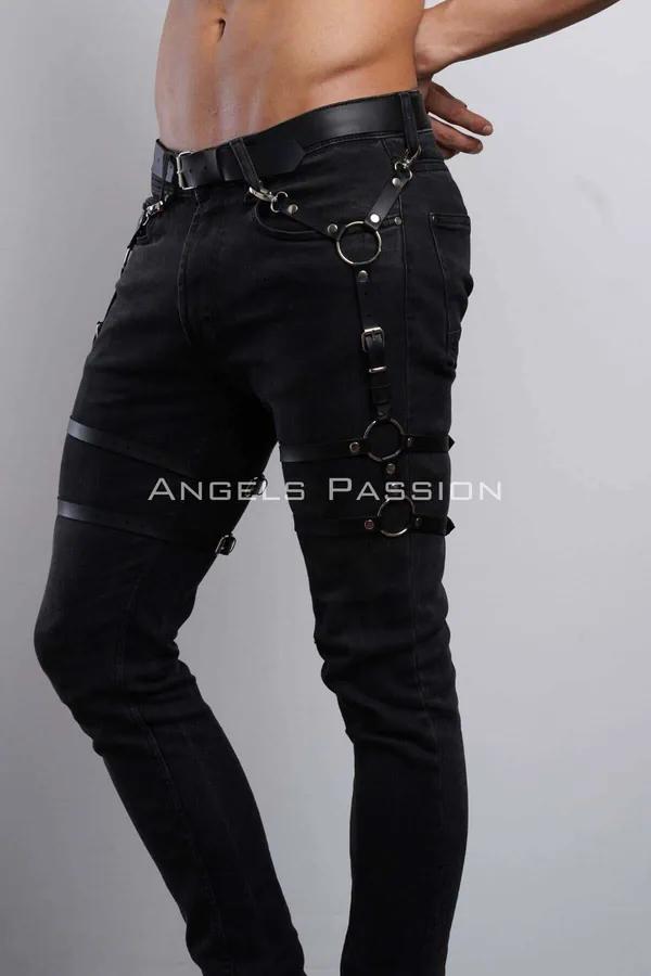 Adjustable Leather Leg Harness with O-Rings