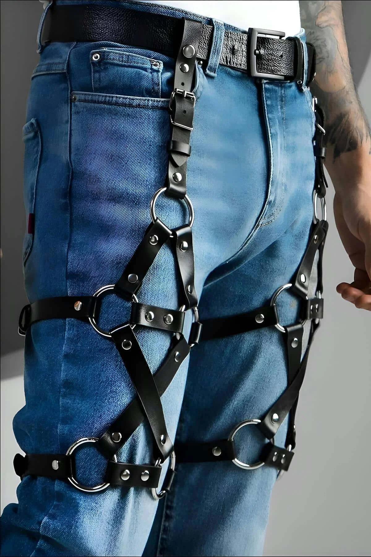 Adjustable Faux Leather Leg Harness with Rings