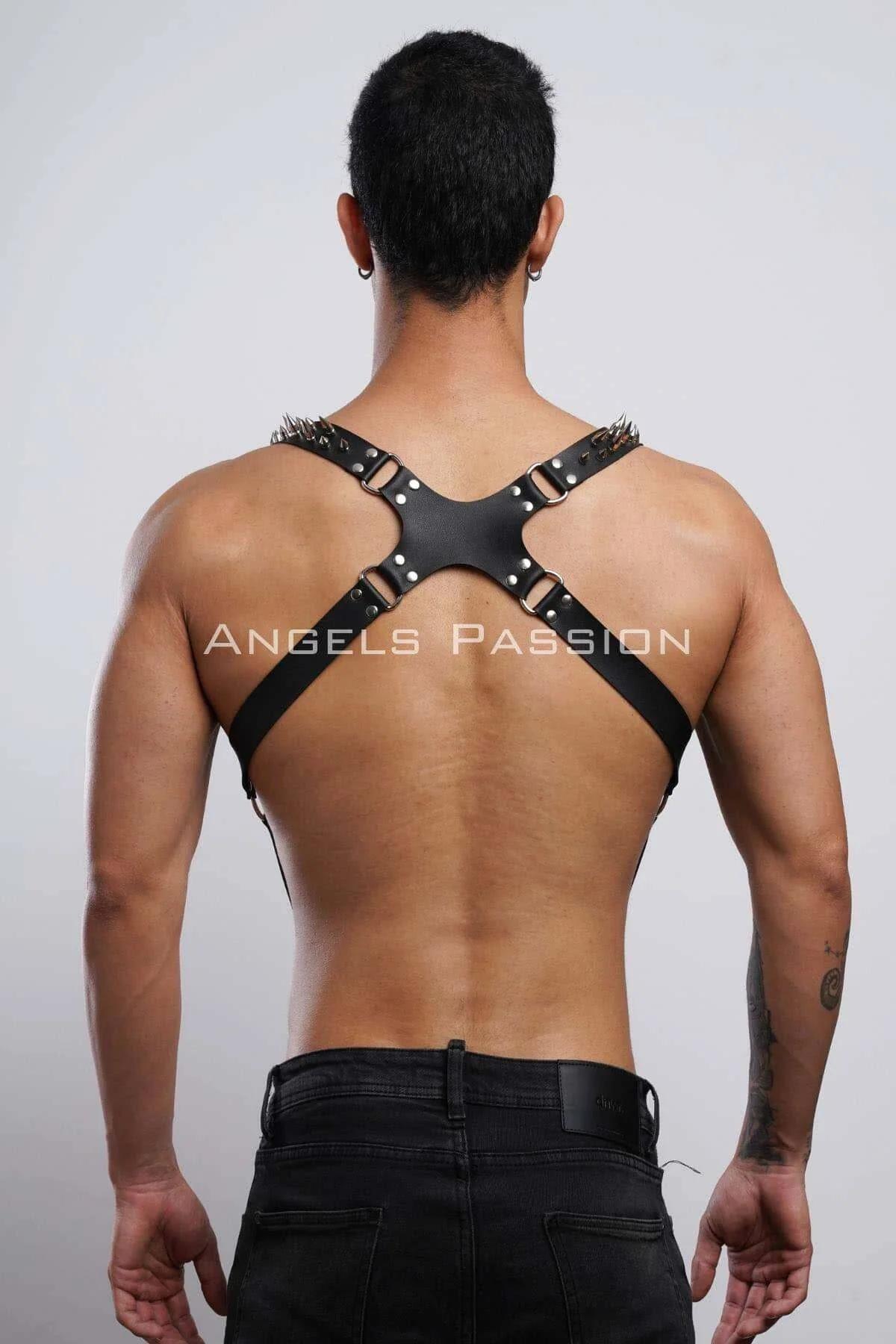 Spiked Faux Leather Body Harness with O-Rings