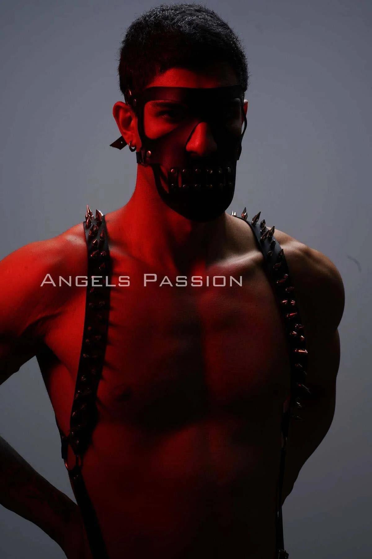 Studded Faux Leather Suspenders Harness