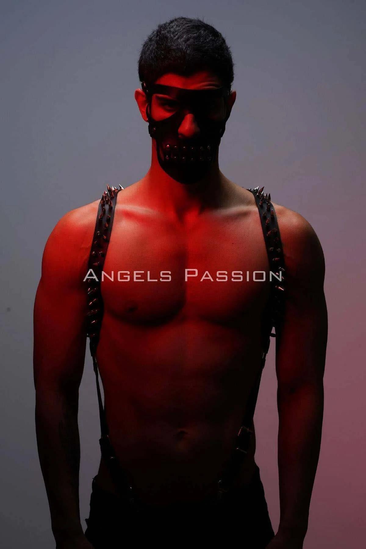 Studded Faux Leather Suspenders Harness