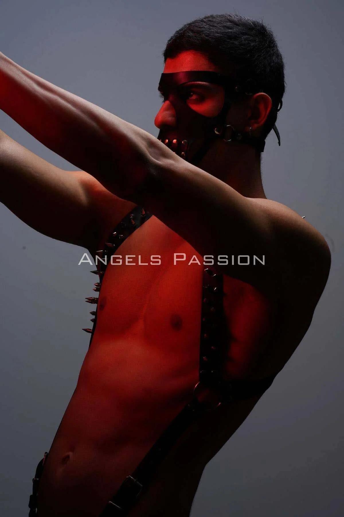 Studded Faux Leather Suspenders Harness