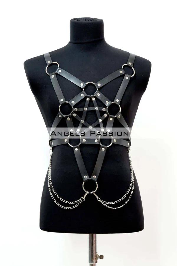 Pentagram Body Harness with Chain Detail