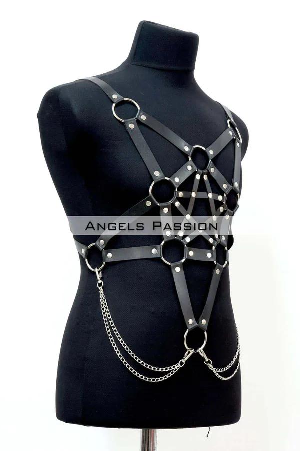 Pentagram Body Harness with Chain Detail