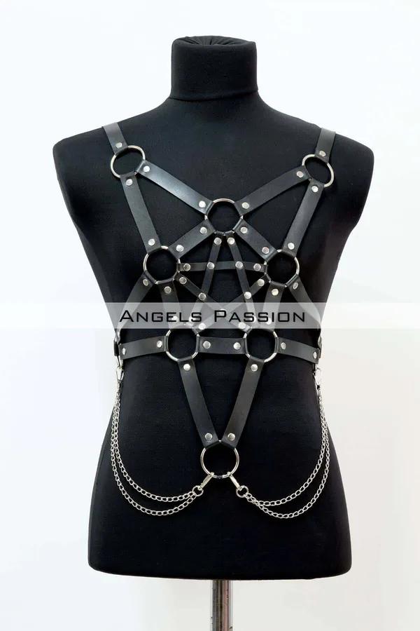 Pentagram Body Harness with Chain Detail