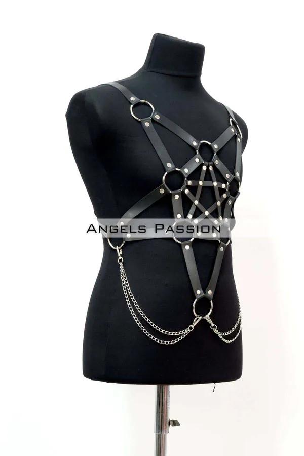 Pentagram Body Harness with Chain Detail