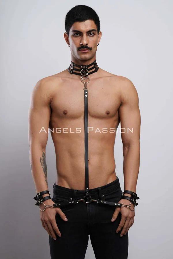 Full Body Harness with Collar & Cuffs Set