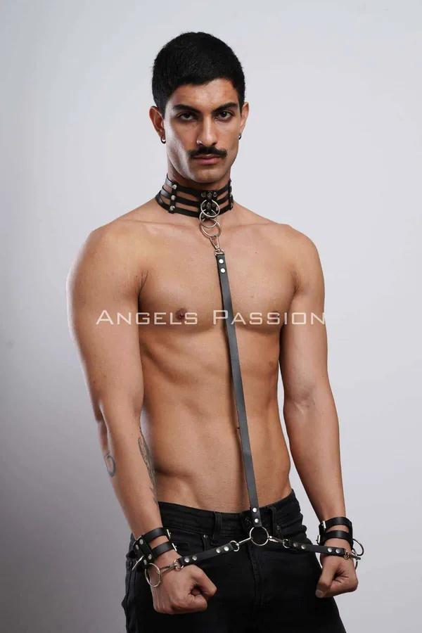 Full Body Harness with Collar & Cuffs Set