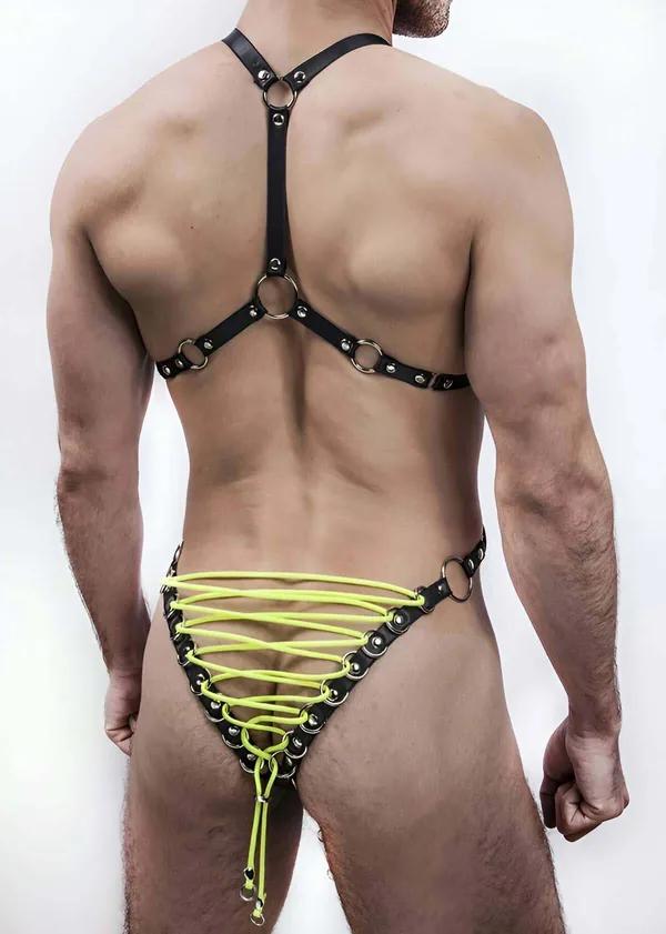 Laced Full Body Harness with Neon Accents