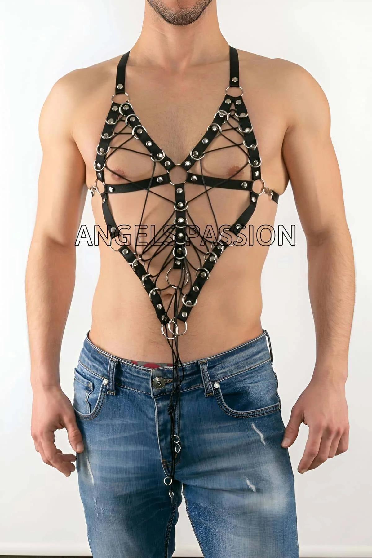 Laced Cage Body Harness with O-Ring Accents