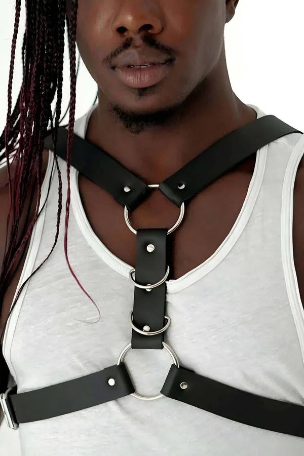Men's Chest Harness with Triple O-Ring Hardware