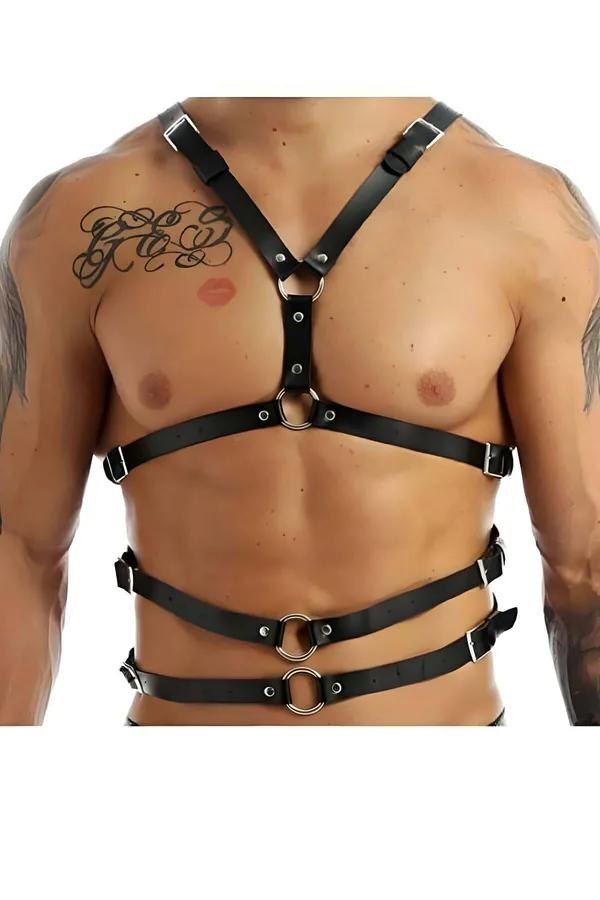 Adjustable Faux Leather Chest Harness