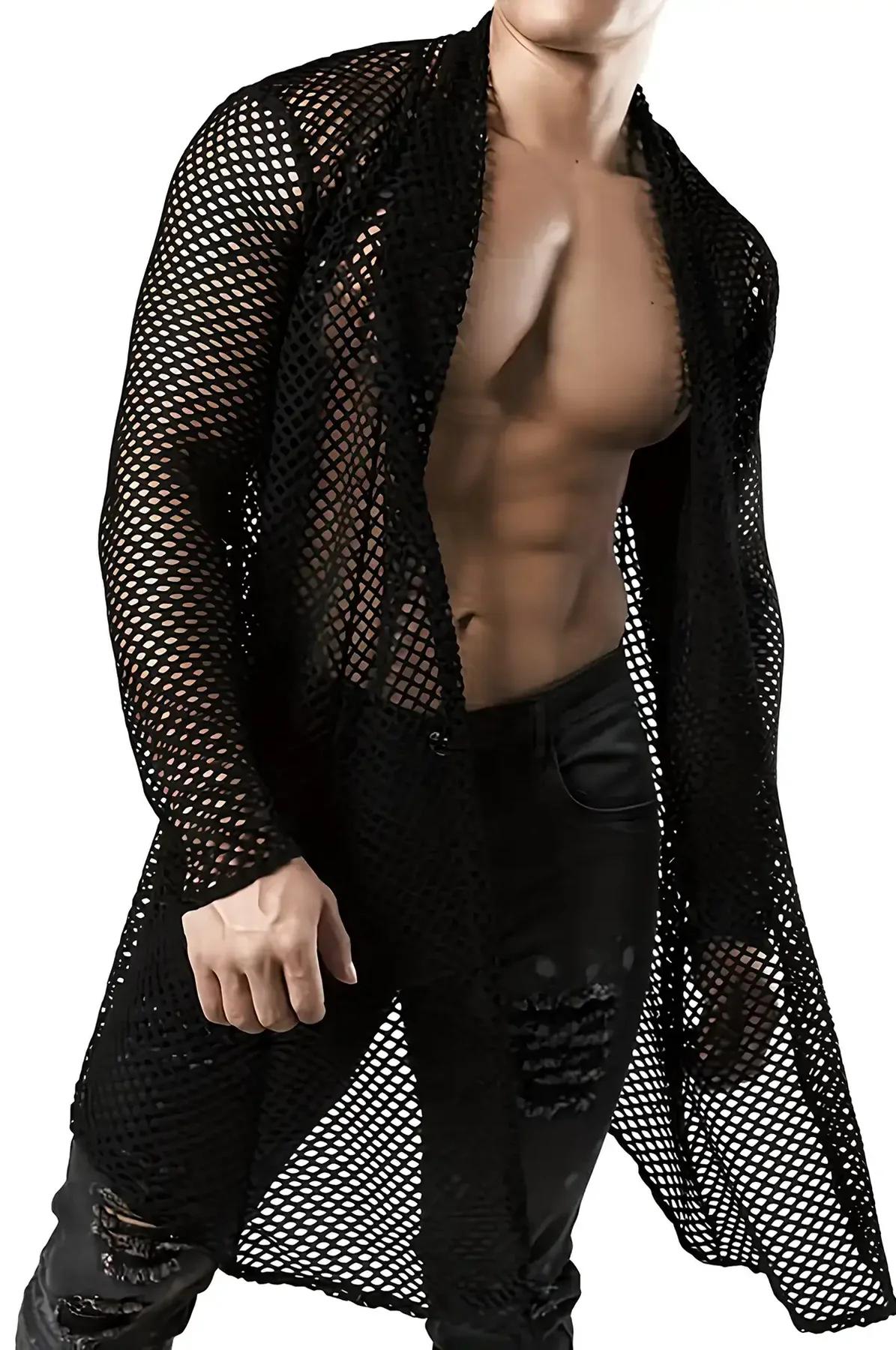Longline Mesh Open Cardigan